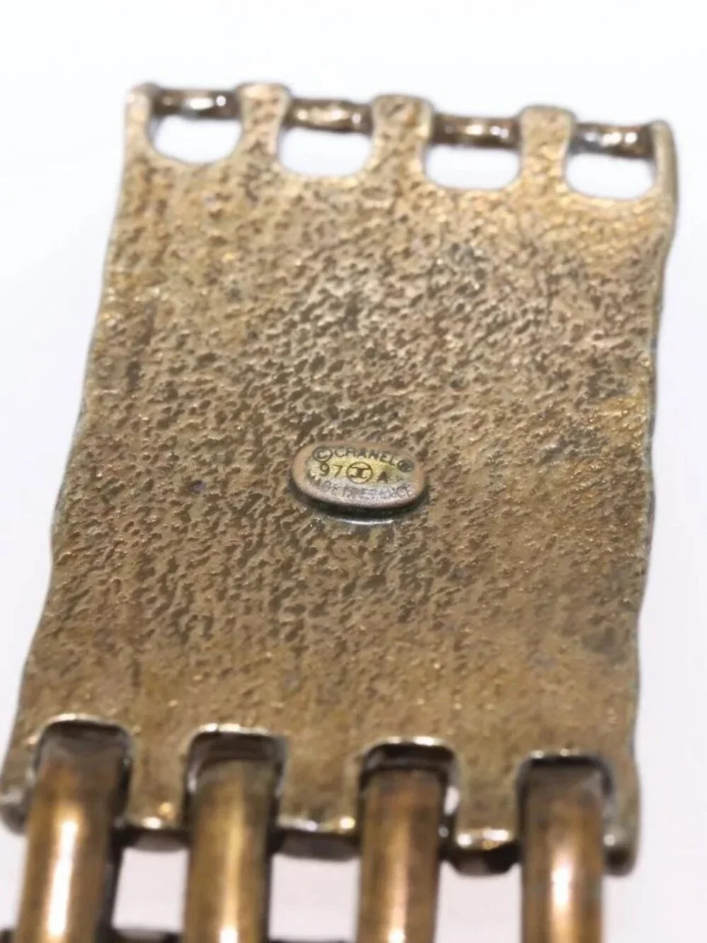 CHANEL Bracelet Metal Gold Tone CC Auth BA13634M